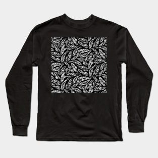 Inverted Black and White Leaves Long Sleeve T-Shirt